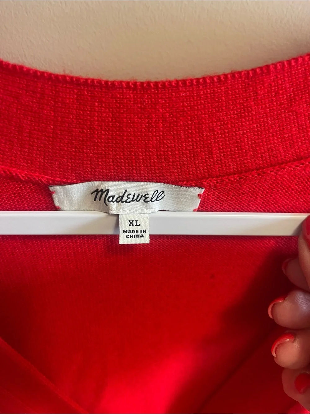 Madewell Bright Red V-Neck Button Cardigan
